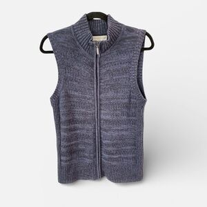Christopher & Banks Blue Knit Zip-Up Sleeveless Cardigan Vest Women’s Small